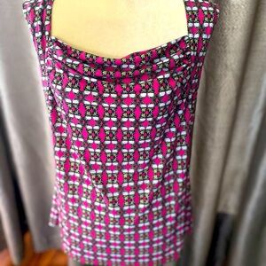 Sleeveless pink top with Butterflies by 9 & Co Suit Separates. Size L.